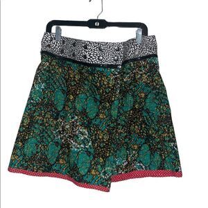 Zand Amsterdam Womens One Size Wrap Skirt Reversible Print Snap Adjustable
